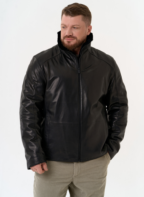 Мужская дубленка черного цвета