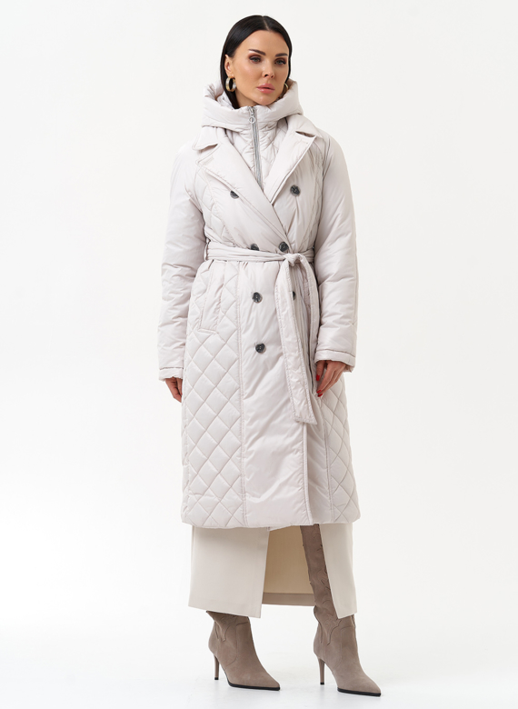 Женское утепленное пальто со съемным капюшоном