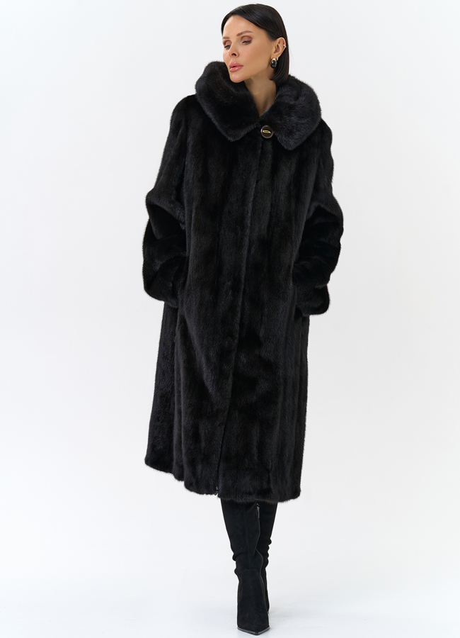 Шуба из норки в цвете махагон модель № 26126 универмаг малина