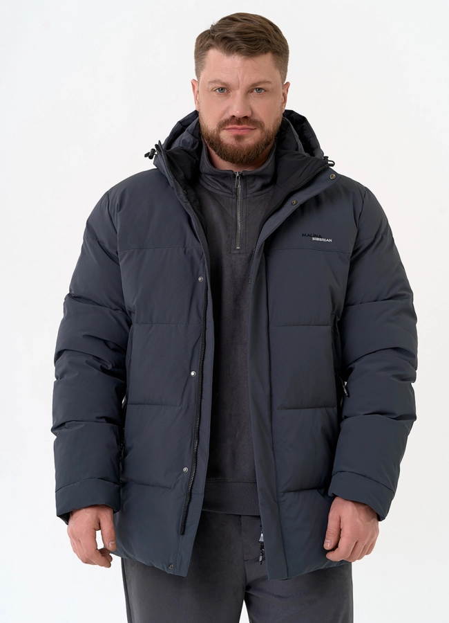 Мужской пуховик с капюшоном  модель № 31451 меха малина фото