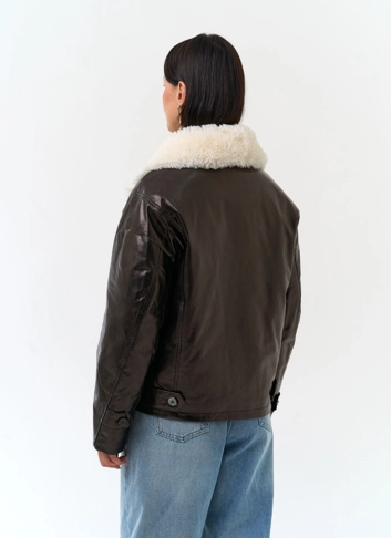 Женский кожаный пуховик из натуральной кожи