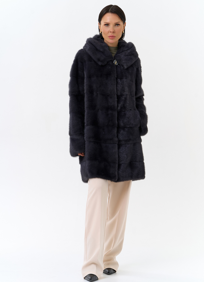 Норковая шуба трансформер с капюшоном модель № 24956 в кредит