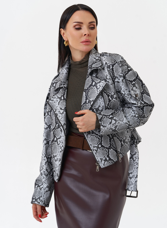 Кожаная куртка со змеиным принтом