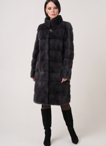 Норковая шуба трансформер, поперечная со стойкой