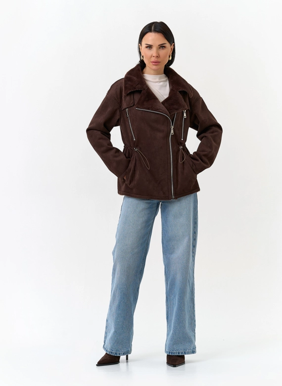 Женская дубленка из эко замши