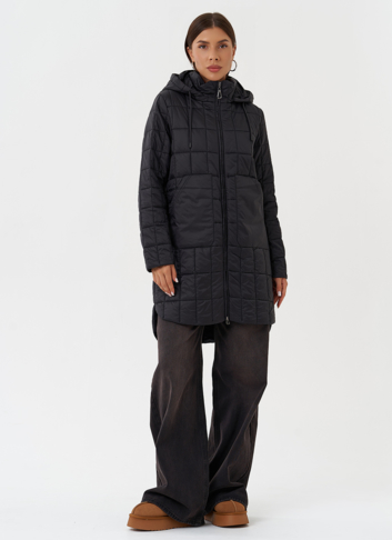 Стеганое пальто с капюшоном