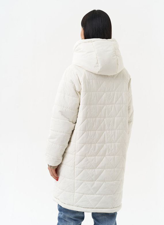 Женская удлиненная куртка с капюшоном