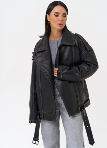 Куртка из натуральной кожи с капюшоном