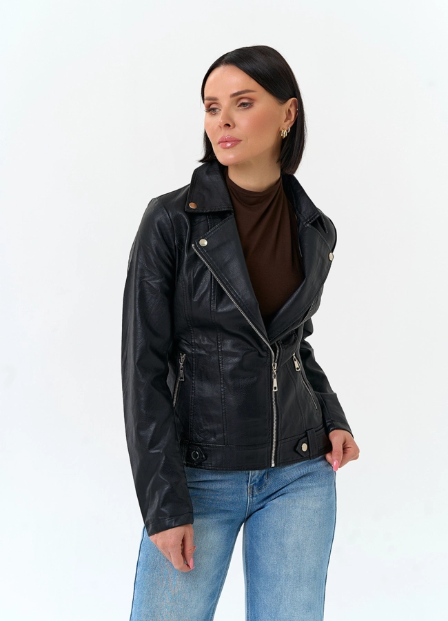 Женская куртка косуха из эко кожи модель № 33157 универмаг малина
