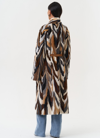 Шуба из норки в стиле пэчворк