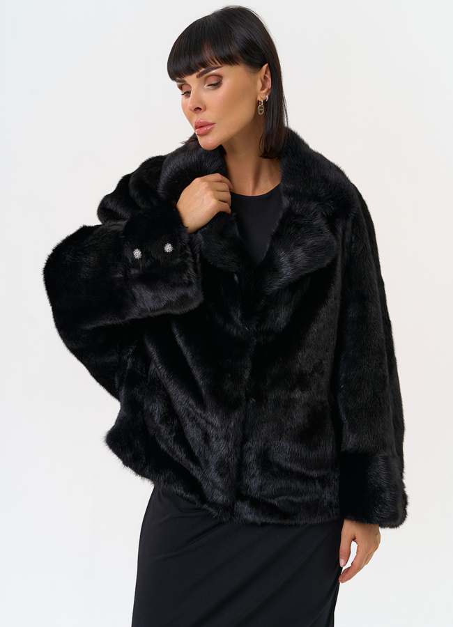 Куртка из меха норки с английским воротником модель № 31493 универмаг малина