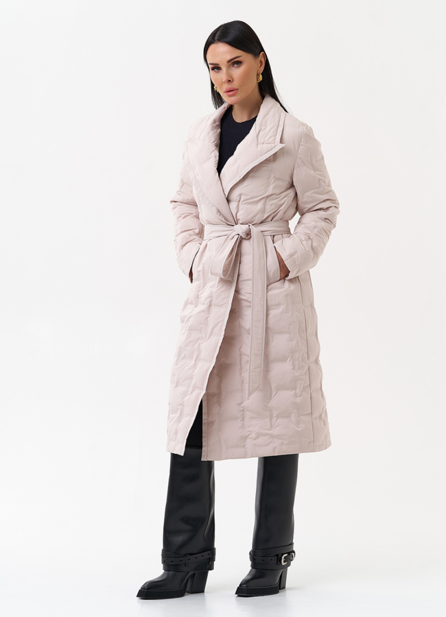 фото Женское утепленное пальто с английским воротником модель № 29898