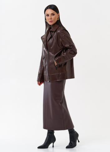 Куртка кожаная женская коричневая